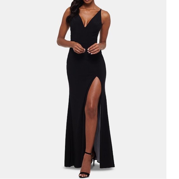 Black Embellished Side-Slit Formal Gown - Picture 2 of 3